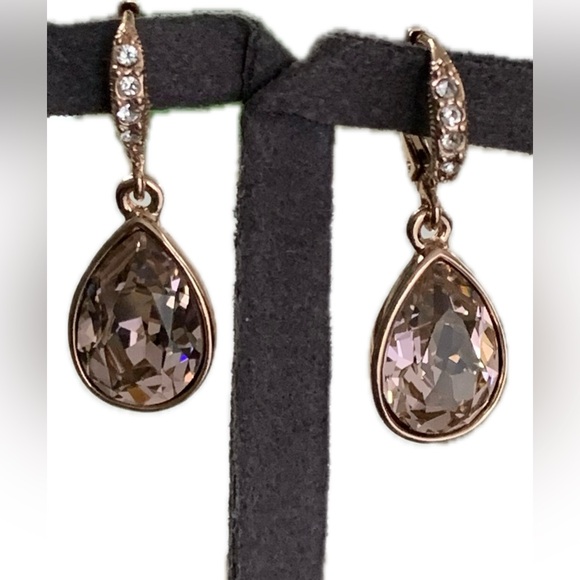 Givenchy Jewelry - Givenchy Rose Gold Plated and Crystals Teardrop Earrings